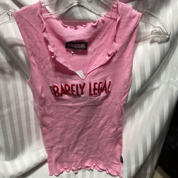 Ladies pink Hustler Barely legal tank top - Picture 2 of 8